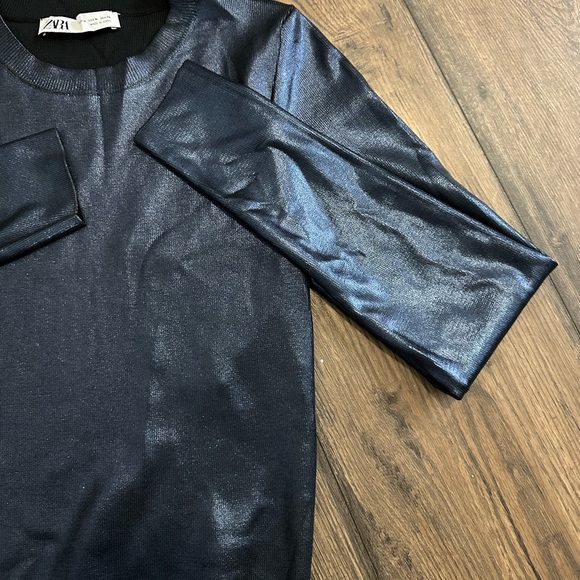 Zara Sweaters - Zara Shimmering Blue Knit Top